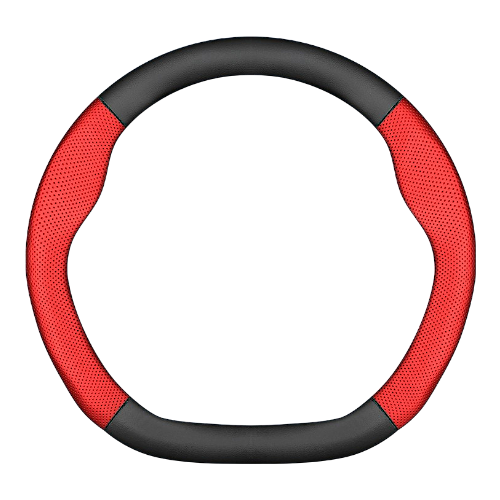 Оплётка рулевого колеса из ЭКО кожи с красными перфорированными вставками №3 АМБЕРАВТО